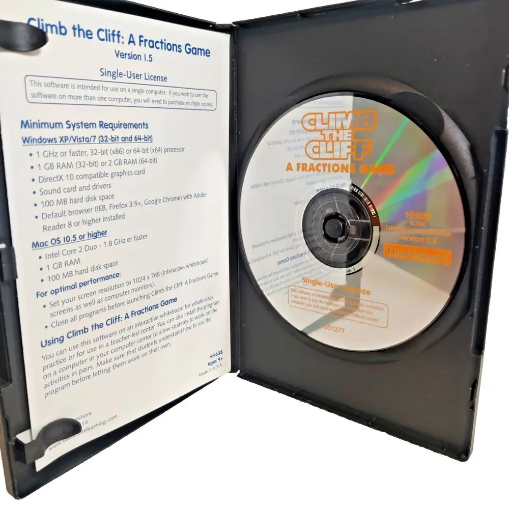 Lakeshore Education Lot of 2 Vocabulary Quiz,Fractions PC/MAC -2 Software Games